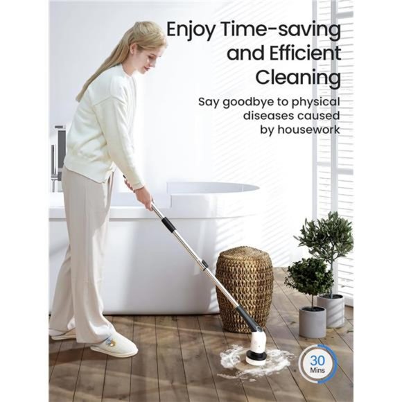 Electric Spin Scrubber, 2024 New Cordless Voice Prompt Shower Cleaning Brush - Picture 2 of 7